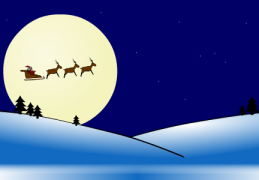 Le Père Noël sur son traineau tiré par les rennes - Carte de voeux virtuelle