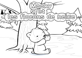 Mooky et les flocons de neige - Coloriage de Noël à imprimer